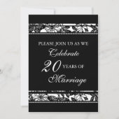 Zwarte bloem 20e verjaardagsfeest uitnodiging (Voorkant)