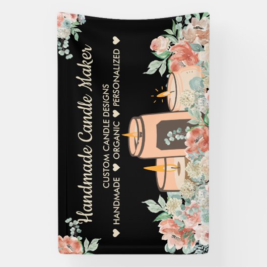 Zwarte Bloem Aromatherapie Handgemaakte Soja Kaars Spandoek (Verticaal)