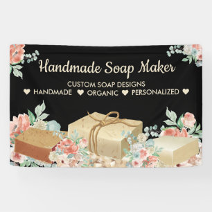 Zwarte Bloem Aromatherapie Handgemaakte Zeep Spandoek