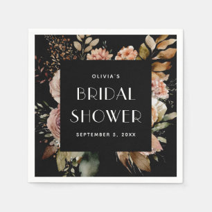 Zwarte Bloem Bruidsdouche   Boho Chic Elegant Servet