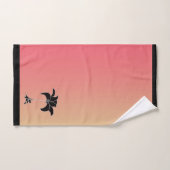 Zwarte Bloem Pastel Roze Geel Gradiënt  Bad Handdoek (Handdoek)