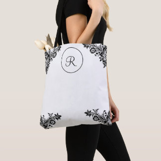 zwarte bloem (personaliseren) draagtas