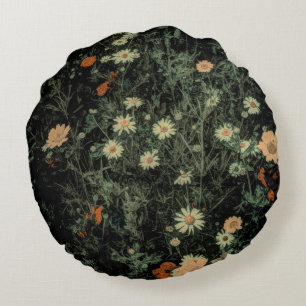 zwarte bloem rond kussen