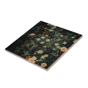 zwarte bloem tegeltje