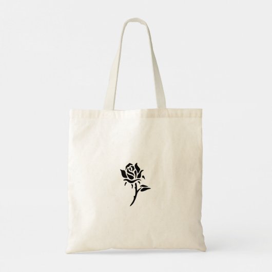 Zwarte bloem tote bag (Achterkant)