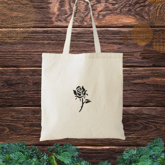 Zwarte bloem tote bag