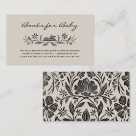 Zwarte Bloemen Boeken voor Baby Insert Kaart