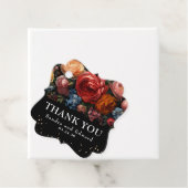 Zwarte Bloemen Botanische Moody bruiloft Dank u Bedankjes Labels (In situ)