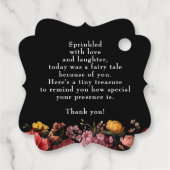 Zwarte Bloemen Botanische Moody bruiloft Dank u Bedankjes Labels (Achterkant)