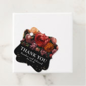 Zwarte Bloemen Botanische Moody bruiloft Dank u Bedankjes Labels (In situ)