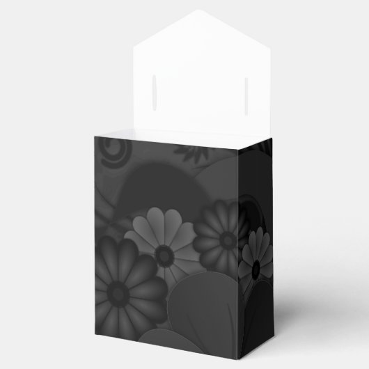 Zwarte Bloemen Chalkboard Tent met Lint Favor Box Bedankdoosjes (Geopend)