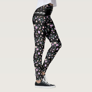 Zwarte Bloemen Dame Leggings