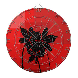 Zwarte bloemen dartbord