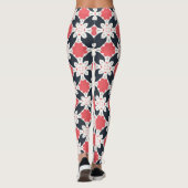 Zwarte bloemen en roze ventilator leggings (Achterkant)
