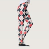 Zwarte bloemen en roze ventilator leggings (Rechts)