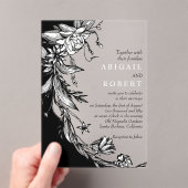 Zwarte bloemen en typografie bloemenbruiloft acryl uitnodigingen (Insitu (Draagbaar))