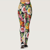 Zwarte Bloemen Leggings (Achterkant)