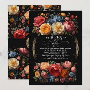 Zwarte Bloemen Moody Botanische Chic Repetitie Din Kaart