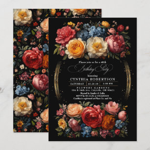 Zwarte Bloemen Moody Botanische Gotische Verjaarda Kaart