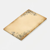 Zwarte Bloemen op oud perkament Post-it® Notes (Schuin)