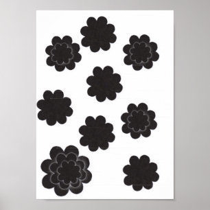Zwarte bloemen poster