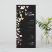 Zwarte Bloemen Wedding Event Menu Tafel Decor (Staand voorkant)