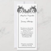 zwarte bloemen wervelingen bruiloft uitnodiging (Voorkant)