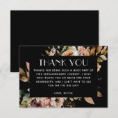 Zwarte bloemige bruidsbruiloft | Boho Romantische  Bedankkaart (Voorkant / Achterkant)