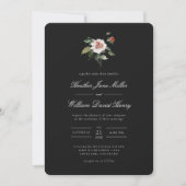 Zwarte bloemige bruiloft kaart (Voorkant)