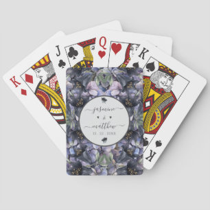 Zwarte Bloemige Klassieke Koppel Namen Bruiloft Pokerkaarten