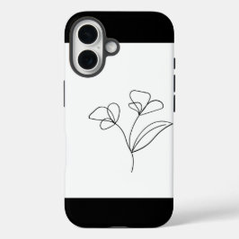 Zwarte Bloemlijn Kunst Telefoonhoes iPhone 16 Hoesje