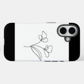 Zwarte Bloemlijn Kunst Telefoonhoes Case-Mate iPhone Case (Achterkant (horizontaal))