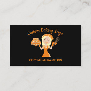 Zwarte Blonde Dame Baas Cake Decorateur Bakkerij Visitekaartje