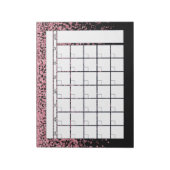 Zwarte Blush Roze Glitter Maandelijkse Planner Age Notitieblok (Gedraaid)