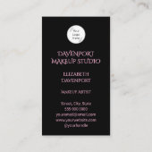 Zwarte Blush Roze Logo QR Code Foto Make-up Visitekaartje (Achterkant)