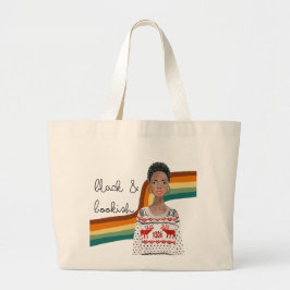 Zwarte Boekomslag met korte haar Grote Tote Bag