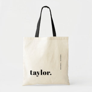 Zwarte Bold Retro Typografie Gepersonaliseerd Tote Bag