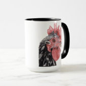 Zwarte Bold Waterverf Haan Mok (Voorkant rechts)