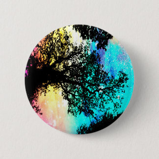 Zwarte Bomen Kleurrijke Ruimte Ronde Button 5,7 Cm