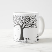 Zwarte bomen op een witte achtergrond extra grote beker (Voorkant rechts)