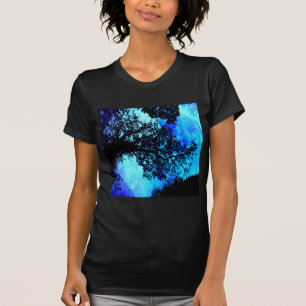 Zwarte Bomen Turquoise Periwinkle Space T-shirt