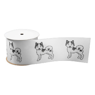 Zwarte Bont Alaska Malamute Schattige Cartoon Hond Lint