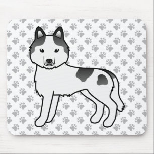 Zwarte Bont Siberische Husky Schattige Cartoon Hon Muismat