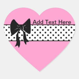 Zwarte boog en polka stippen hart sticker