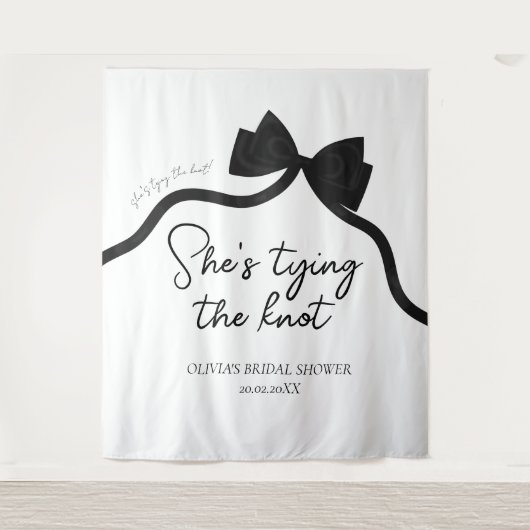 Zwarte boog ze bindt het knoop vrijgezellenfeest wandkleed (Voorkant)