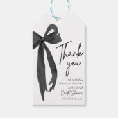 Zwarte Boog Zij Knoopt de Knoop Bruidsmeisjesfeest Cadeaulabel (Voorkant)