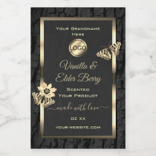 Zwarte-Boom Bark Hout Goud Etiket Logo
