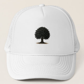 Zwarte Boom Silhouet Cap – Minimalistische Natuur Trucker Pet