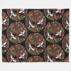 zwarte boom van leven fleece deken