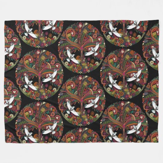 zwarte boom van leven fleece deken (Voorkant (Horizontaal))